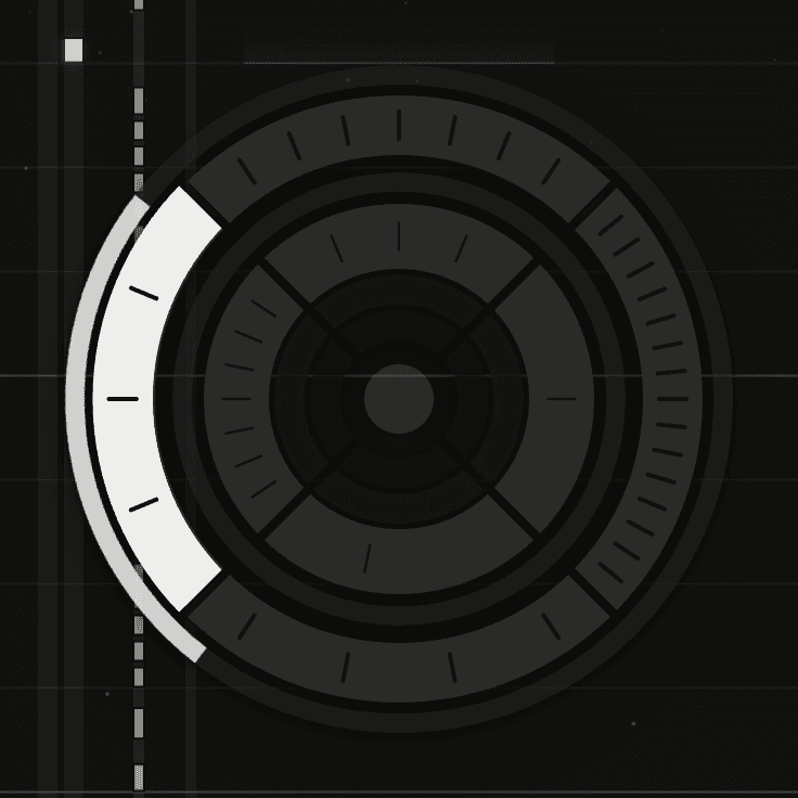 The drums dial close up, the hats streaming on one tier
