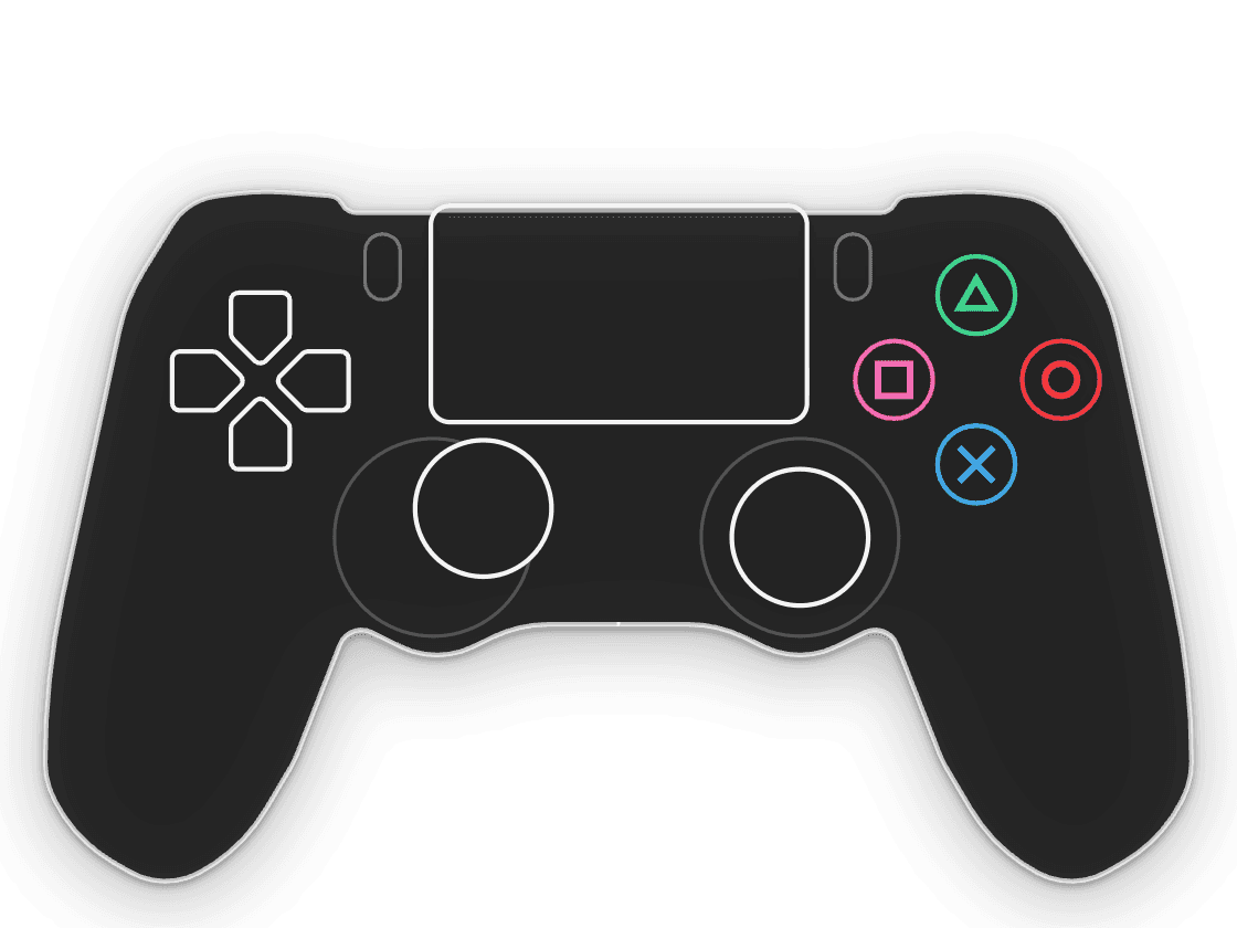 The Controller Overlay: the connected pad drawn live, a stick held