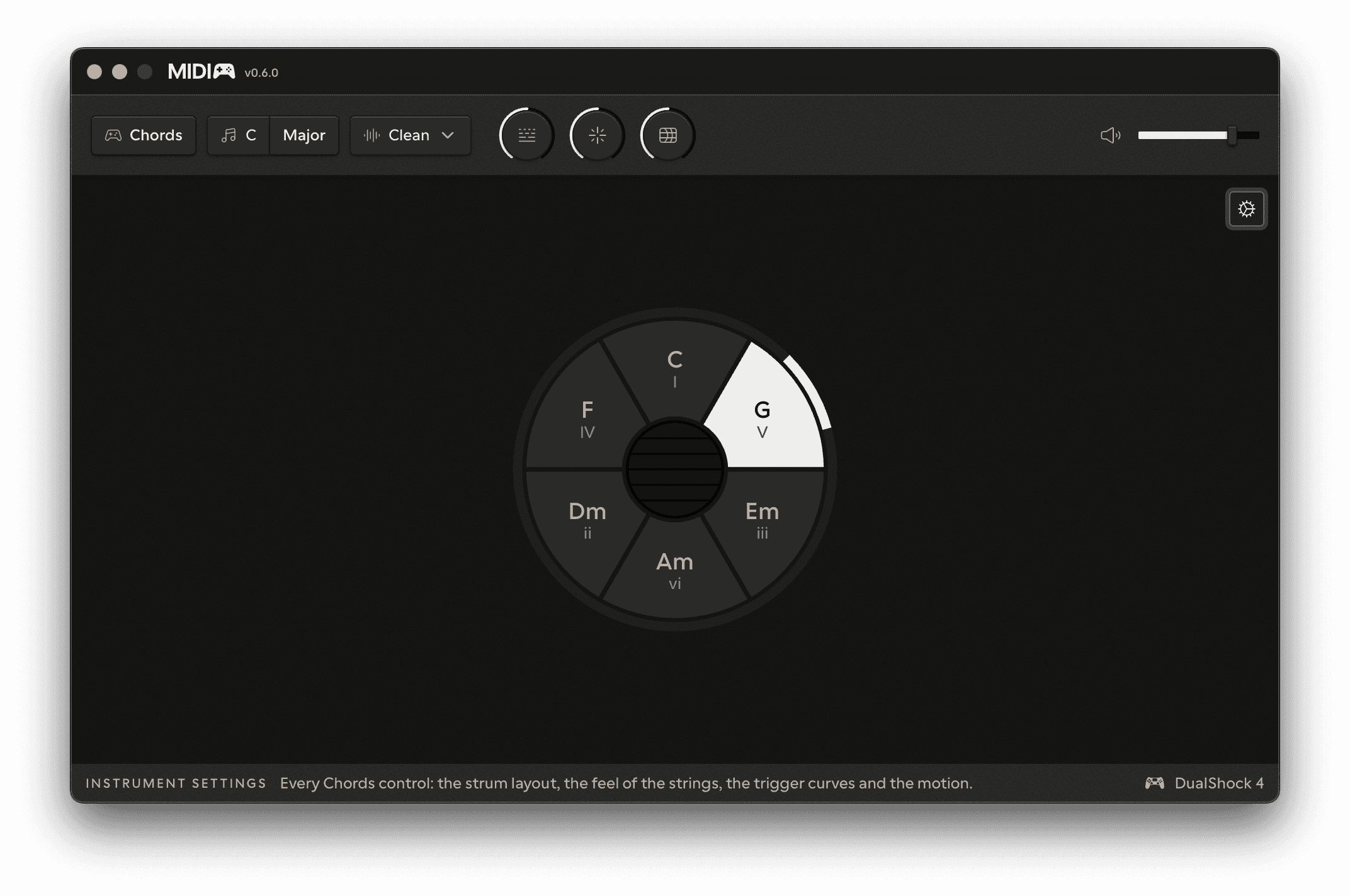 The MIDIpad main window with a controller connected