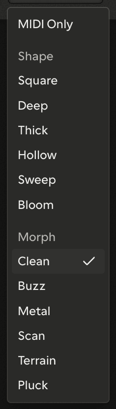The Voice picker open, showing both groups