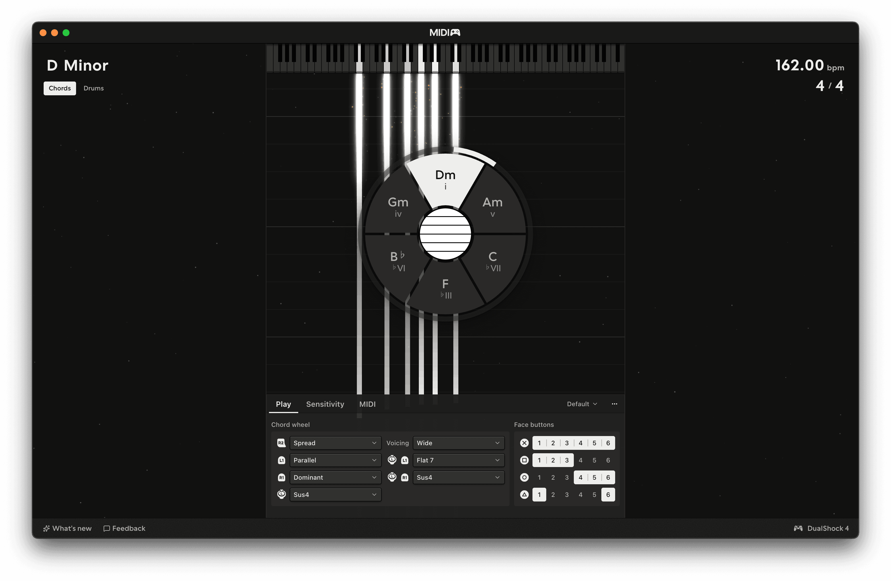 A chord held at full energy by shaking the controller