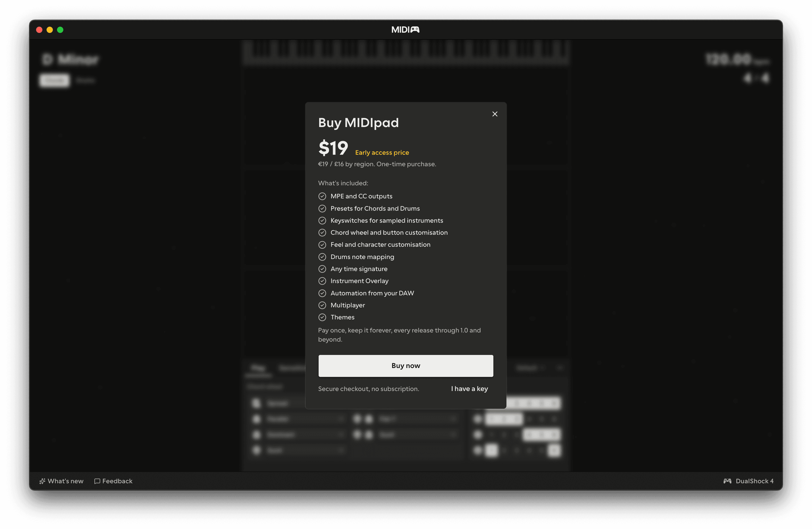 The dialog listing what the full version adds